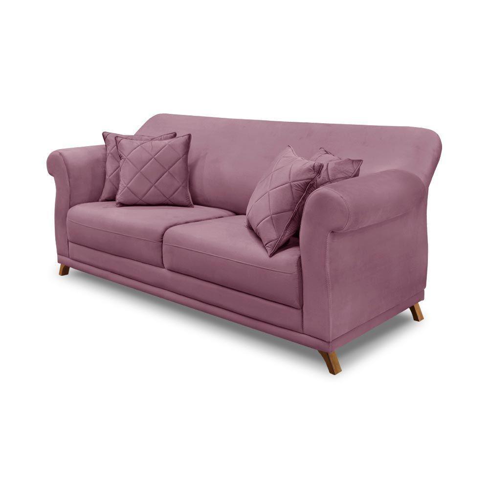 Sofá 160cm 2 Lugares Com 4 Almofadas Veludo Uva - 1