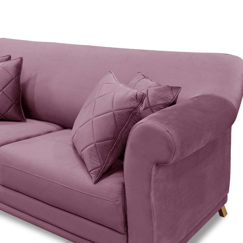 Sofá 160cm 2 Lugares Com 4 Almofadas Veludo Uva - 3