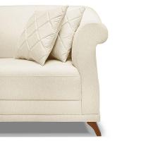 Sofá 2 Lugares 1,60m Vênus Linho Pés Castanho Natural