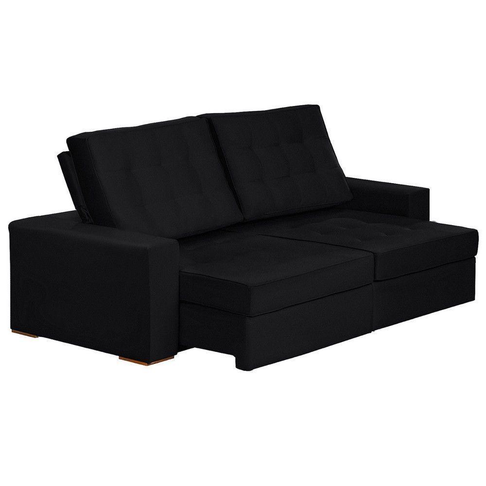 Sofá Modular 5 Lugares 2.50M Retrátil E Reclinável Preto - 7