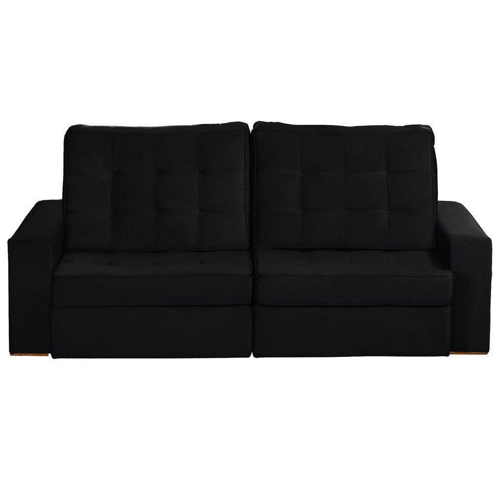 Sofá Modular 5 Lugares 2.50M Retrátil E Reclinável Preto - 10