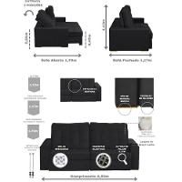 Sofá Modular 5 Lugares 2.50M Retrátil E Reclinável Preto - 9