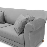 Sofá 180cm 2 Lugares Com 4 Almofadas Veludo Cinza - 2