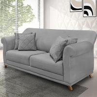 Sofá 180cm 2 Lugares Com 4 Almofadas Veludo Cinza - 5