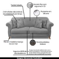 Sofá 180cm 2 Lugares Com 4 Almofadas Veludo Cinza - 7