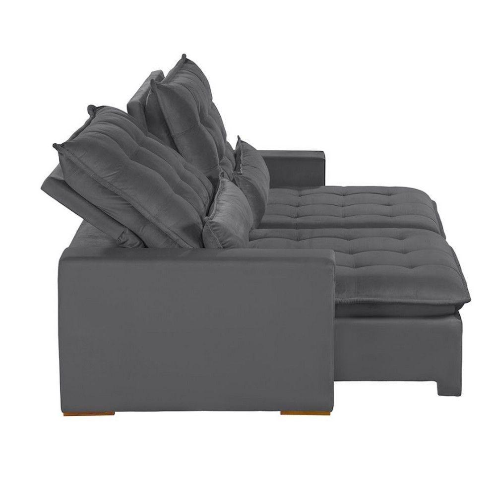 Sofá Modular 4 Lugares 2.30M Retrátil E Reclinável Cinza - 7