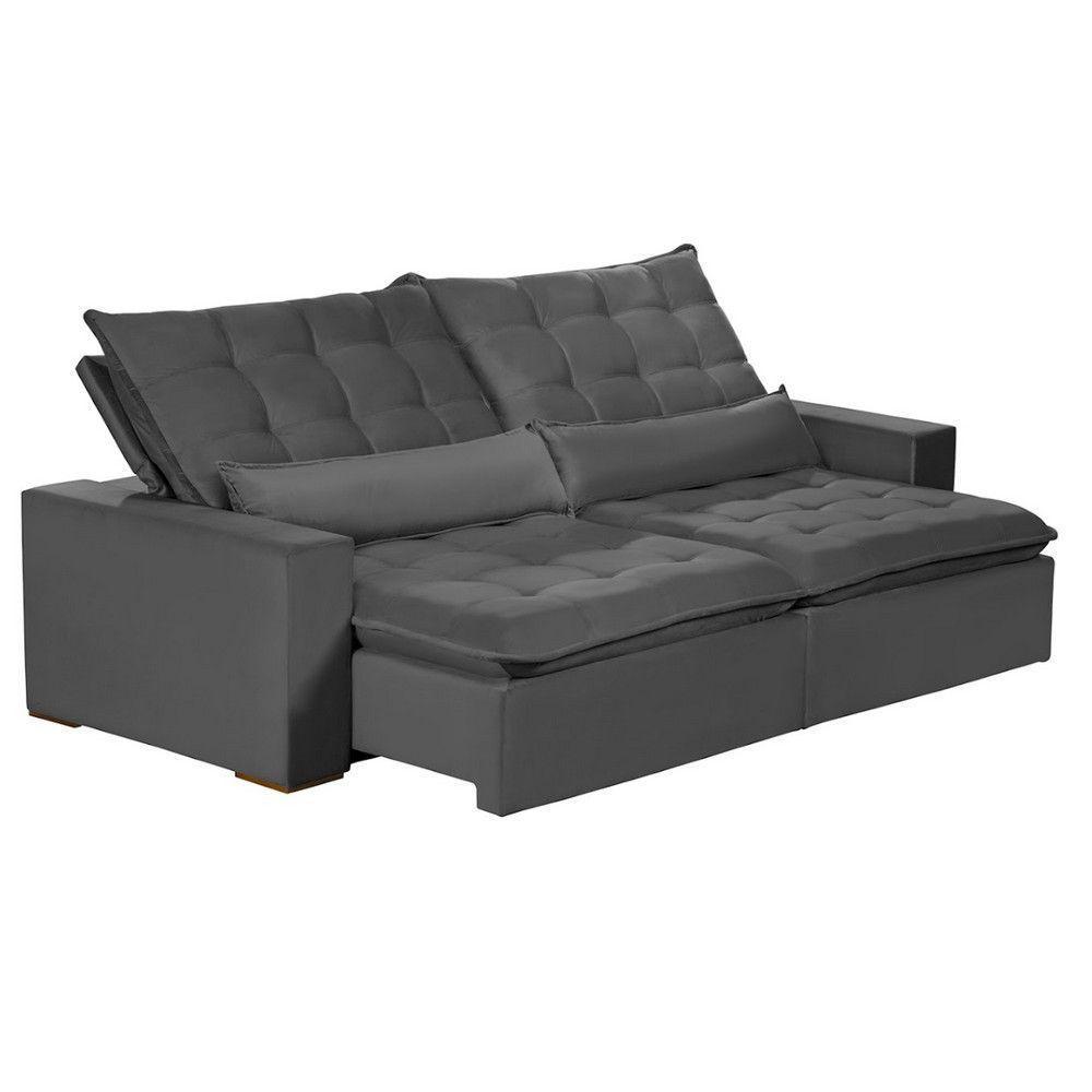 Sofá Modular 4 Lugares 2.30M Retrátil E Reclinável Cinza - 8