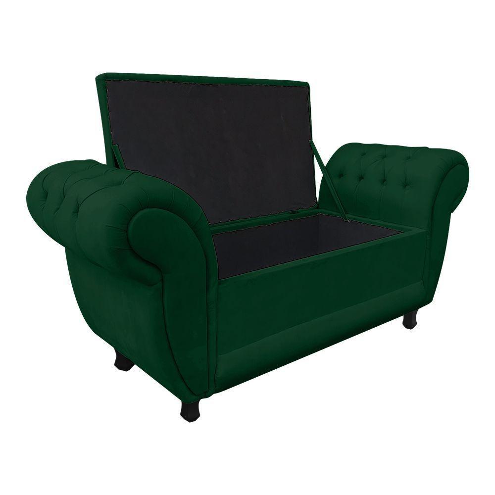 Divã Recamier Com Baú Grécia 1,55 Cm Suede Verde - 3