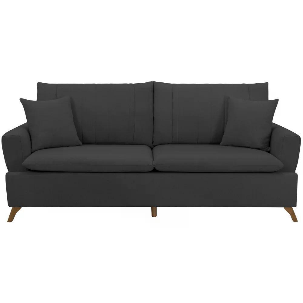 Sofa 3 Lugares 200 Cm Eron Linho Grafite Vazzano Grafite - 9