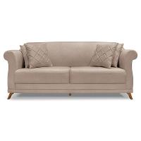 Sofá 2 Lugares 1,80m Vênus Linho Pés Castanho Areia - 7