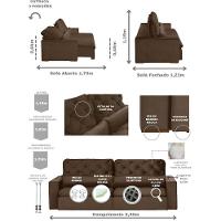 Sofá Modular 4 Lugares 2.30M Retrátil E Reclinável Marrom - 8