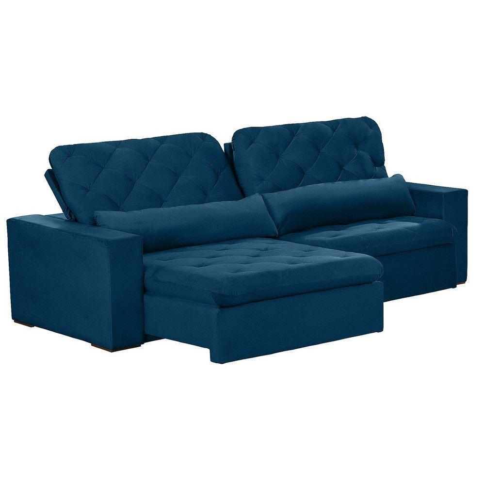 Sofá Modular 5 Lugares 2.50M Retrátil E Reclinável Azul - 8