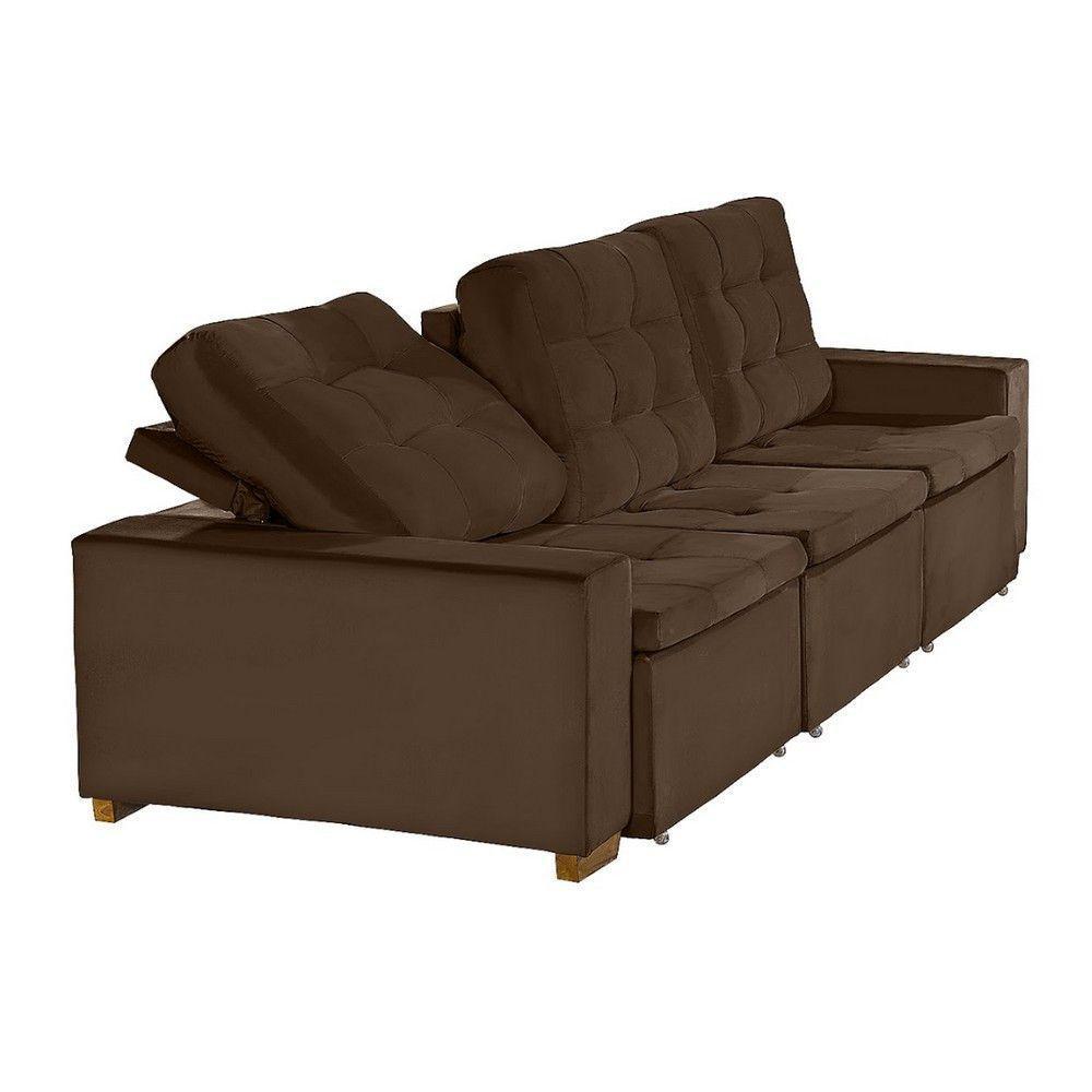 Sofá Modular 6 Lugares 3.05M Retrátil E Reclinável Marrom - 2