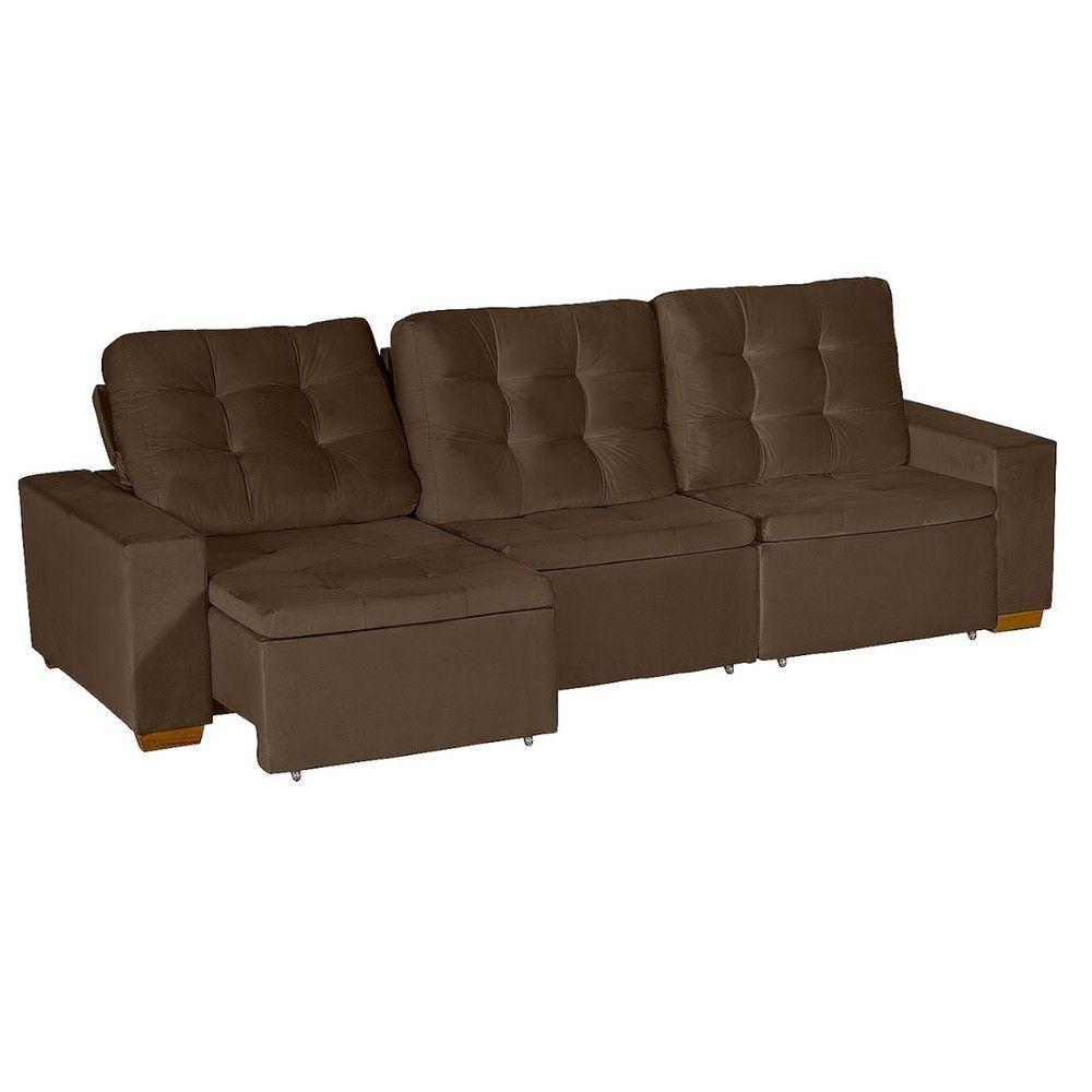 Sofá Modular 6 Lugares 3.05M Retrátil E Reclinável Marrom - 7
