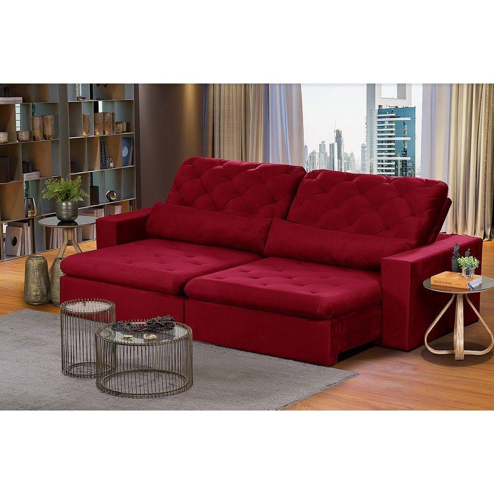 Sofá Modular 6 Lugares 2.90M Retrátil E Reclinável Vermelho - 1