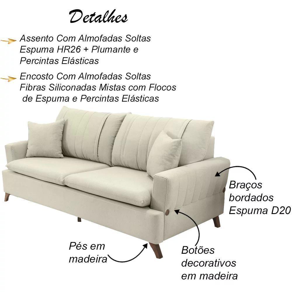 Sofa 2 Lugares 160 Cm Eron Linho Cru Vazzano Cru - 8