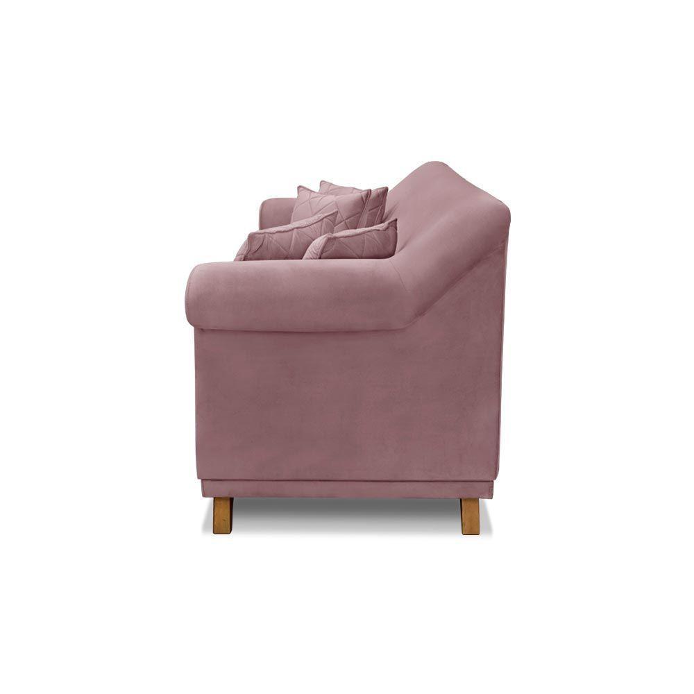 Sofá 160cm 2 Lugares Com 4 Almofadas Veludo Lilás - 2