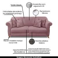 Sofá 160cm 2 Lugares Com 4 Almofadas Veludo Lilás - 7