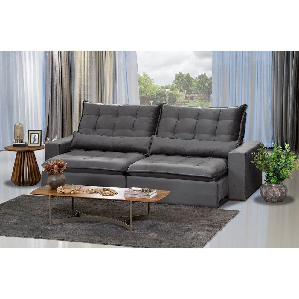 Sofá Modular 6 Lugares 2.90M Retrátil E Reclinável Cinza - 1