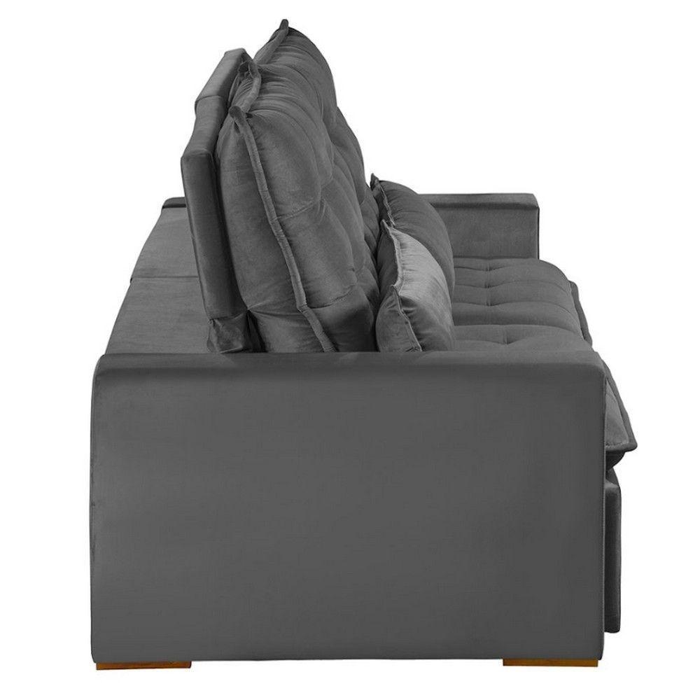 Sofá Modular 6 Lugares 2.90M Retrátil E Reclinável Cinza - 6