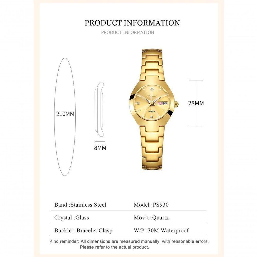 Relógio Feminino Poshi 930 à Prova D'água Ouro - 2