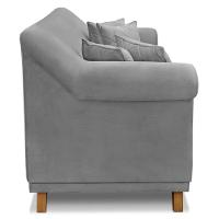 Sofá 2 Lugares 1,60m Veludo Cinza Grafite Pés Castanho - 6