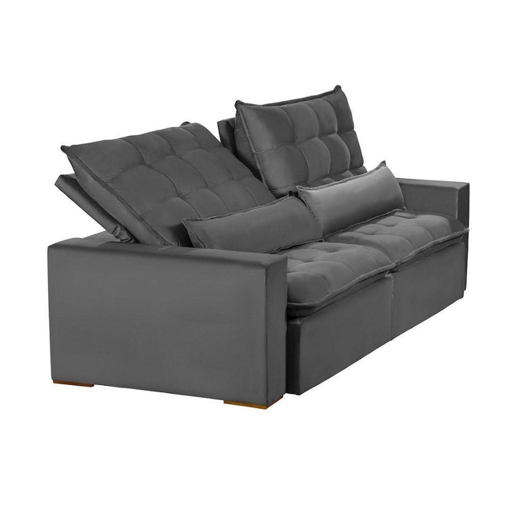 Sofá Modular 5 Lugares 2.50M Retrátil E Reclinável Cinza - 5