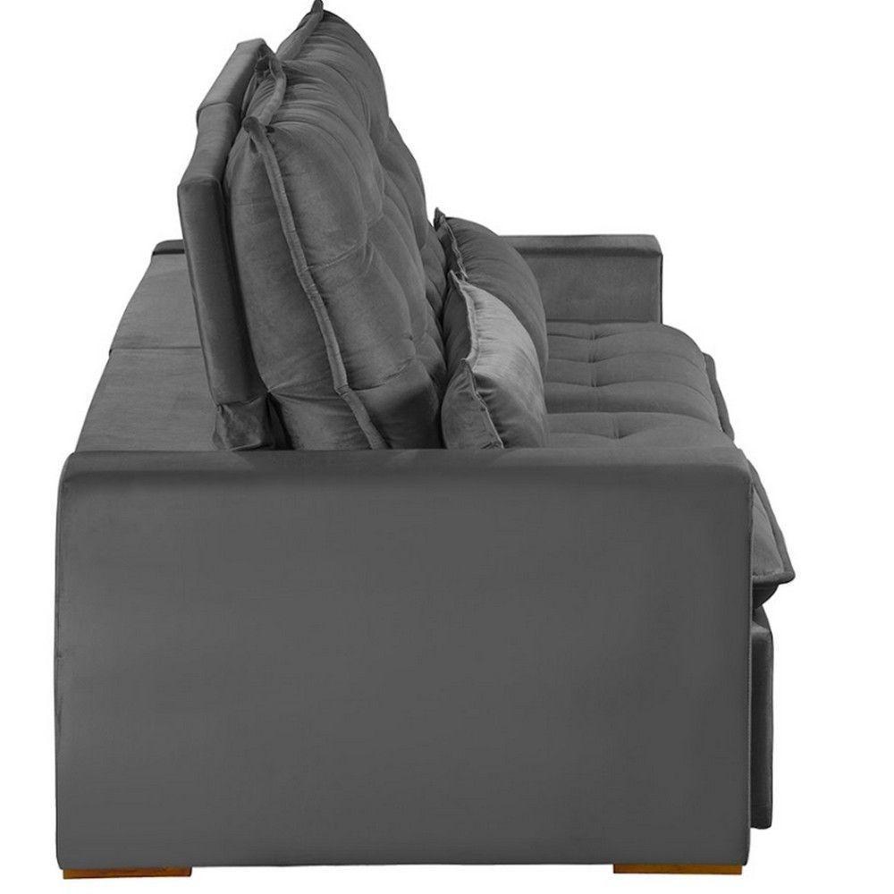 Sofá Modular 5 Lugares 2.50M Retrátil E Reclinável Cinza - 6
