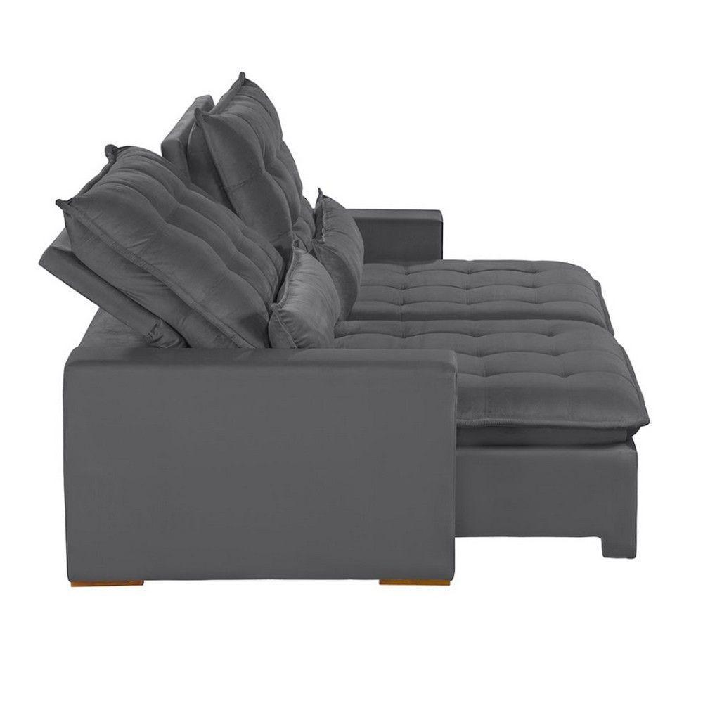 Sofá Modular 5 Lugares 2.50M Retrátil E Reclinável Cinza - 7