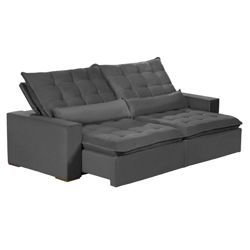 Sofá Modular 5 Lugares 2.50M Retrátil E Reclinável Cinza - 8