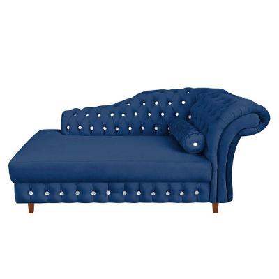 Divã Chesterfield Juliette 160 Cm Pés Chanfrado Azul Marinho