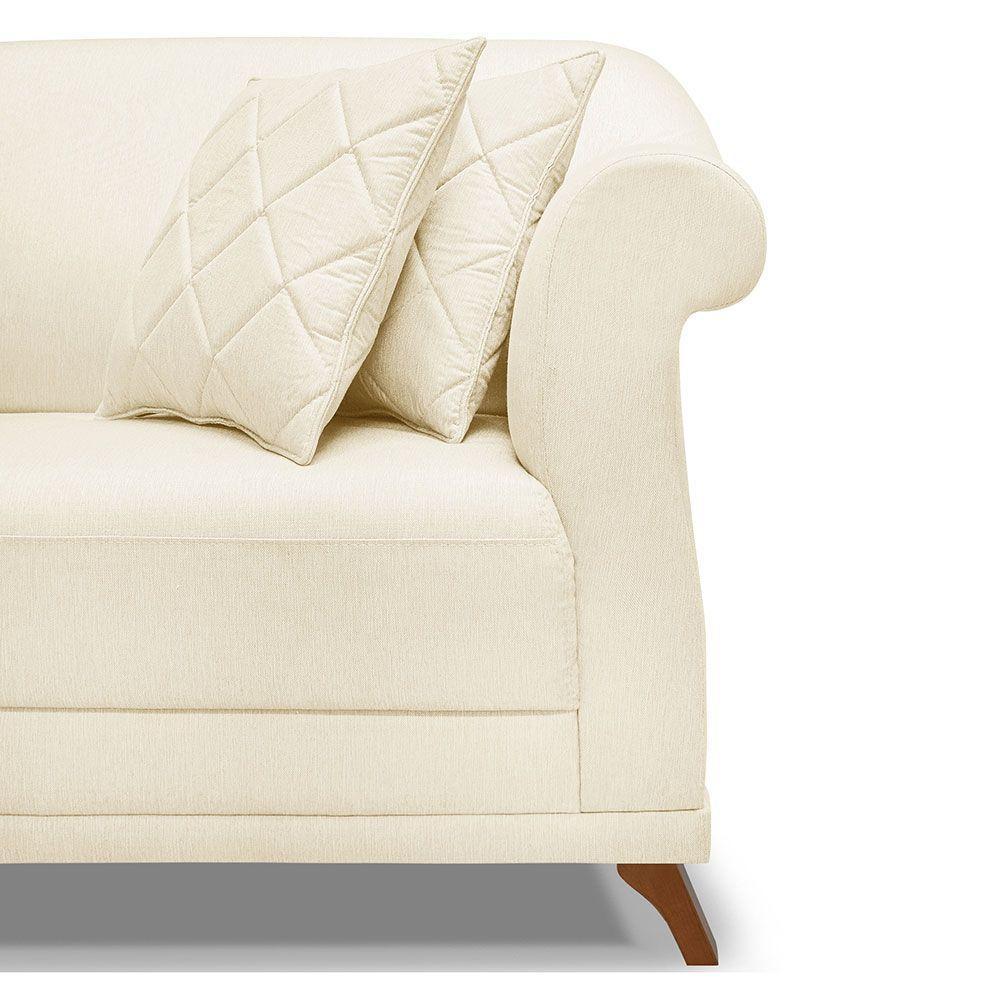 Sofá 2 Lugares 1,60m Vênus Linho Pés Castanho Bege - 4