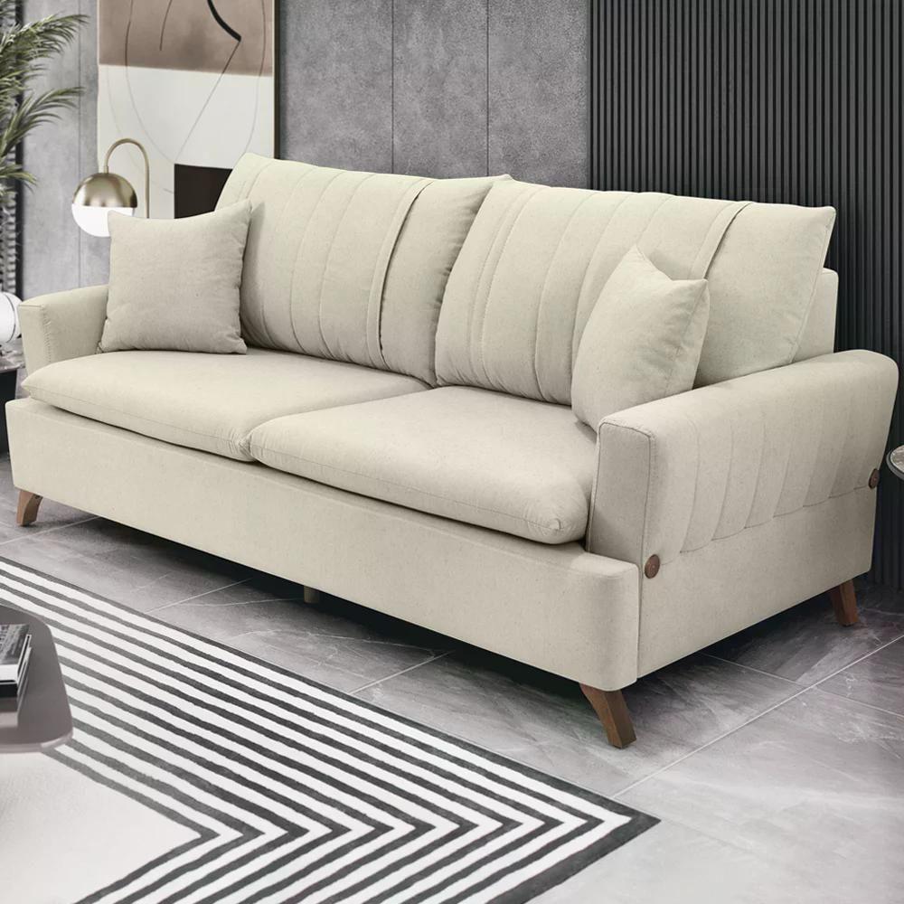 Sofa 3 Lugares 200 Cm Eron Linho Cru Vazzano Cru - 1