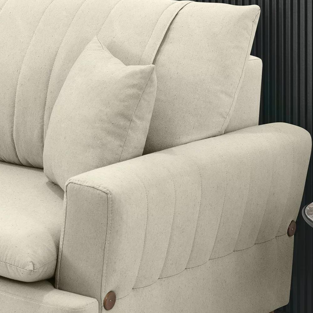 Sofa 3 Lugares 200 Cm Eron Linho Cru Vazzano Cru - 6