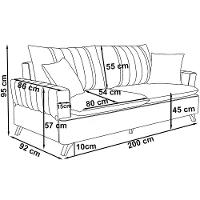 Sofa 3 Lugares 200 Cm Eron Linho Cru Vazzano Cru - 7