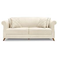 Sofá 2 Lugares 1,80m Vênus Linho Natural Pés Castanho - 7