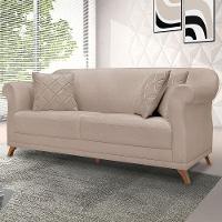 Sofá Living 2 Lugares 1,60m Vênus Linho Areia Pés Castanho - 8