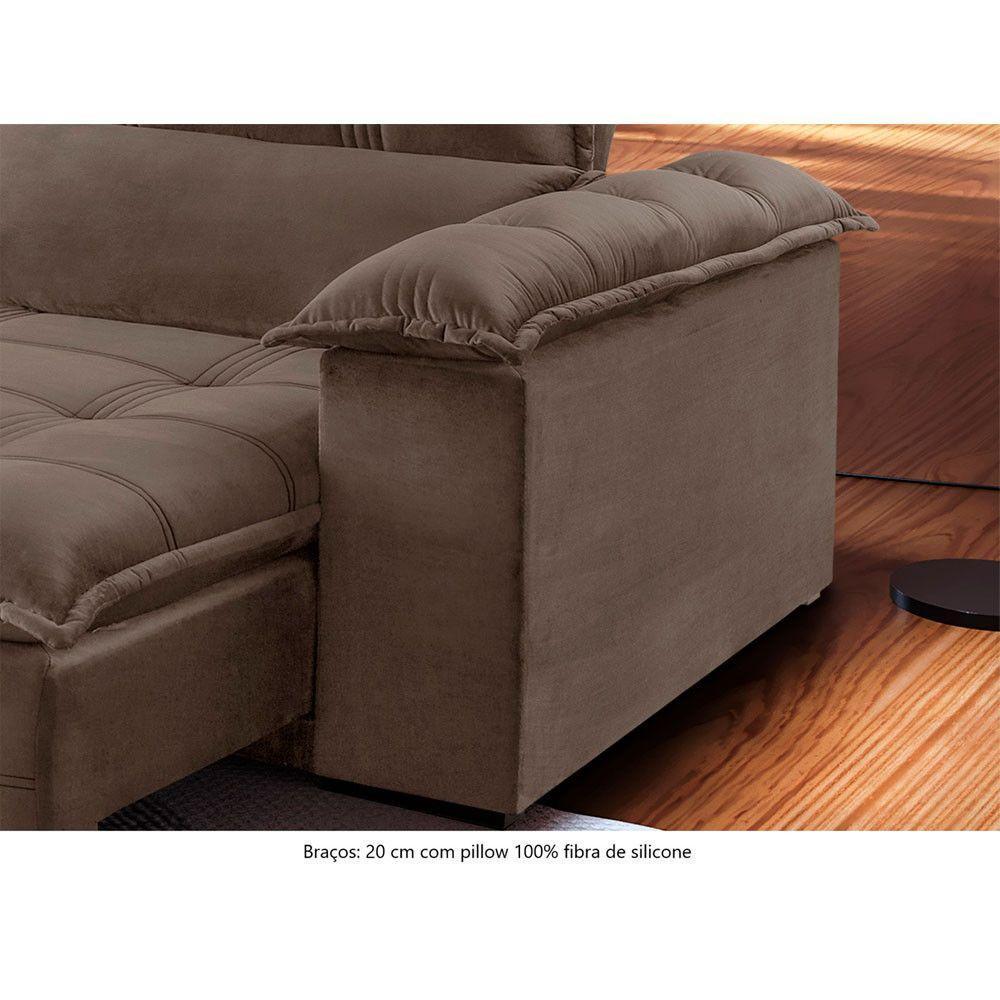 Sofá Retrátil E Reclinável 2,50m 4 Lugares Bege - 5