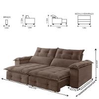 Sofá Retrátil E Reclinável 2,50m 4 Lugares Bege - 7