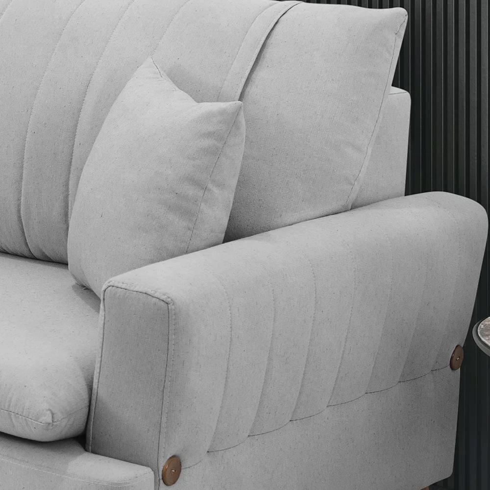 Sofa 3 Lugares 180 Cm Eron Linho Cinza Vazzano Cinza - 6