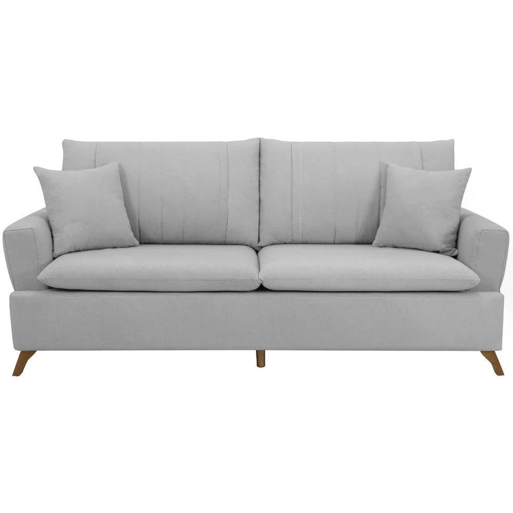 Sofa 3 Lugares 180 Cm Eron Linho Cinza Vazzano Cinza - 9
