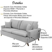 Sofa 3 Lugares 180 Cm Eron Linho Cinza Vazzano Cinza - 8