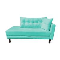 Divã Recamier Troya 1,80 Cm Lado Direito Suede Azul Tiffany - 1