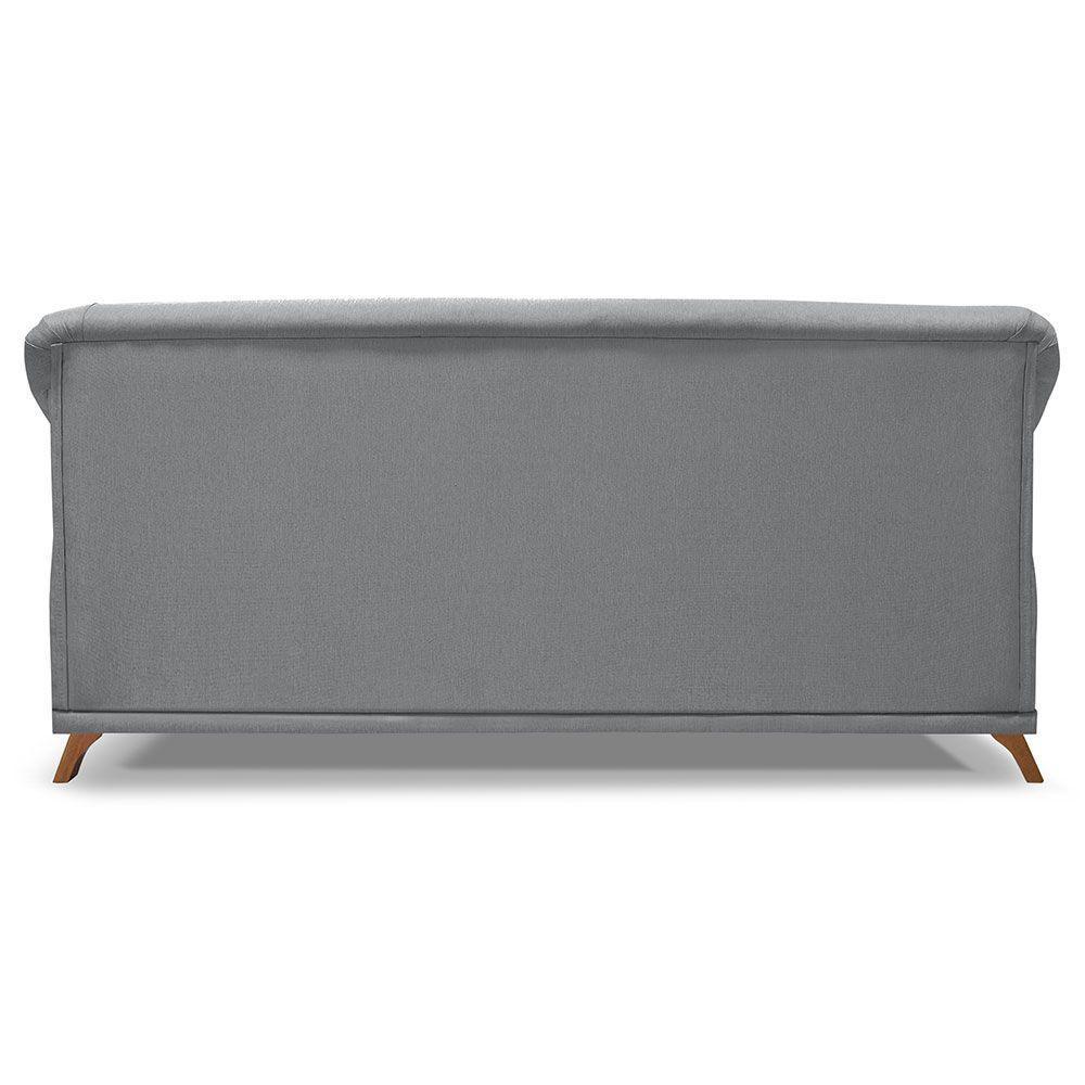 Sofá 2 Lugares 1,80m Vênus Linho Grafite Pés Castanho - 5