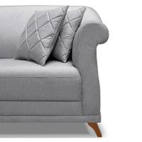 Sofá 2 Lugares 1,80m Vênus Linho Grafite Pés Castanho