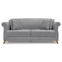 Sofá 2 Lugares 1,80m Vênus Linho Grafite Pés Castanho - 7