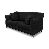 Sofá 160cm 2 Lugares Com 4 Almofadas Suede Preto - 1