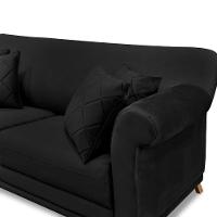 Sofá 160cm 2 Lugares Com 4 Almofadas Suede Preto - 3