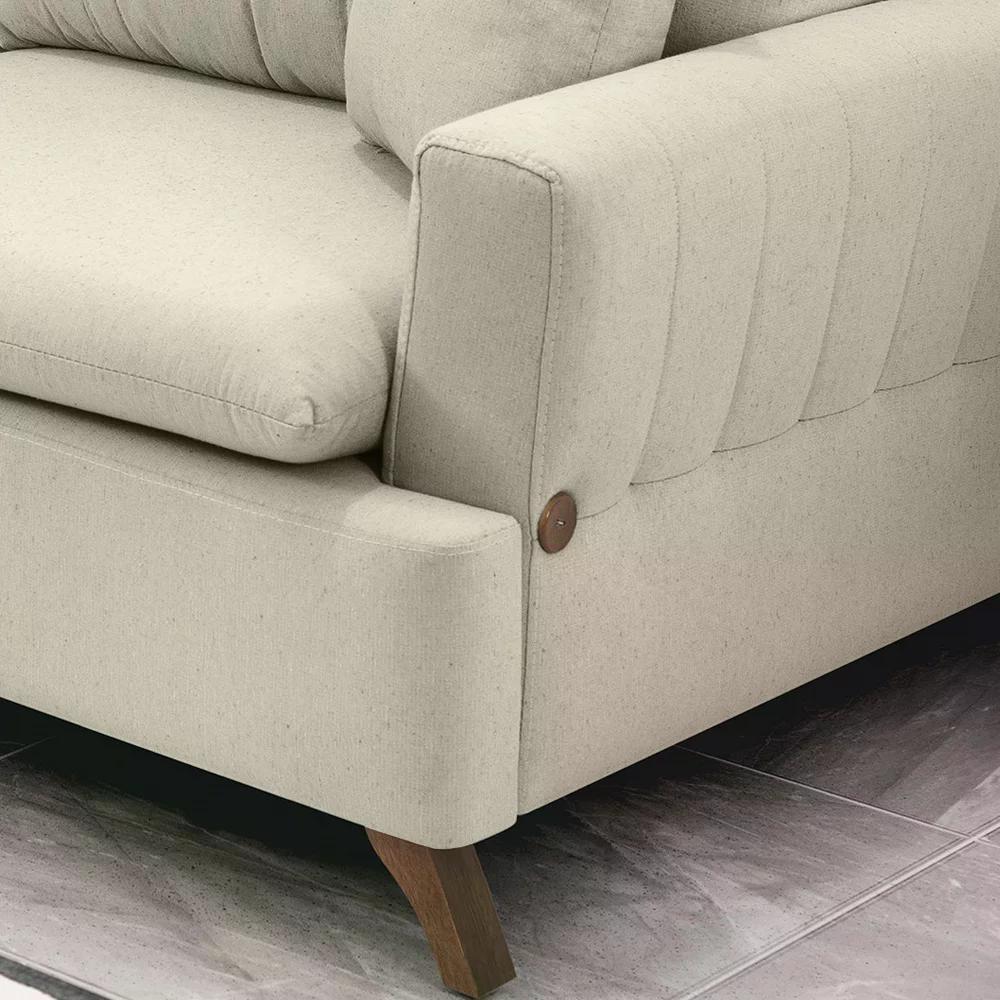 Sofa 3 Lugares 180 Cm Eron Linho Cru Vazzano Cru - 4