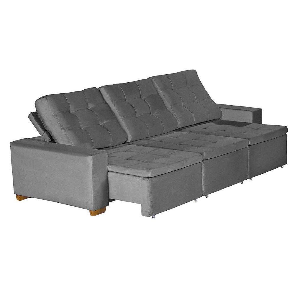 Sofá Modular 6 Lugares 3.05M Retrátil E Reclinável Cinza - 8